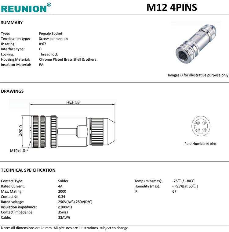 M12 female connector