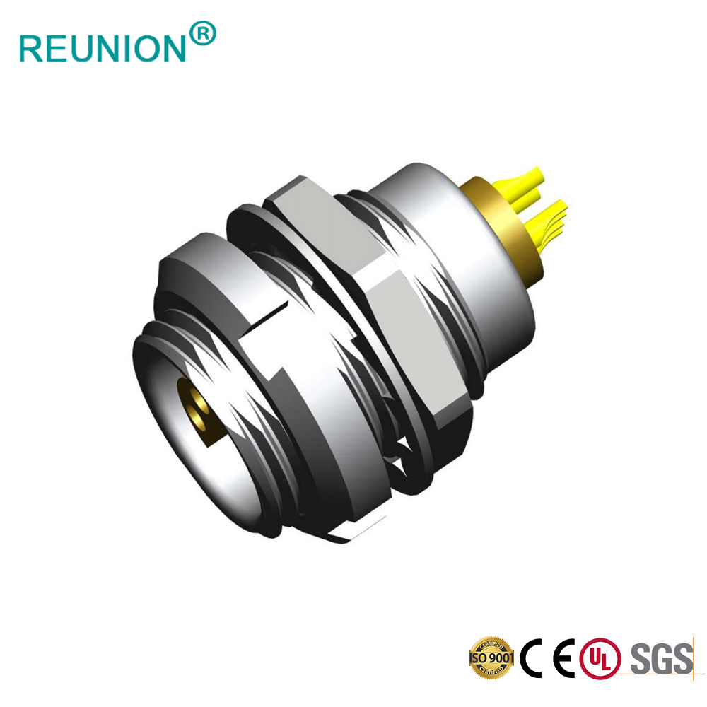 REUNION S series SRD double nut fixed socket with solder and PCB mount for test and measurement applications