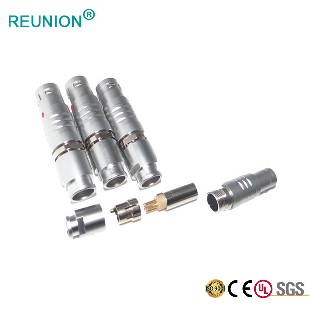 REUNION B Series - Industrial Push Pull Self -locking IP50 Male 6pin Straight Plug Solder Power Connector