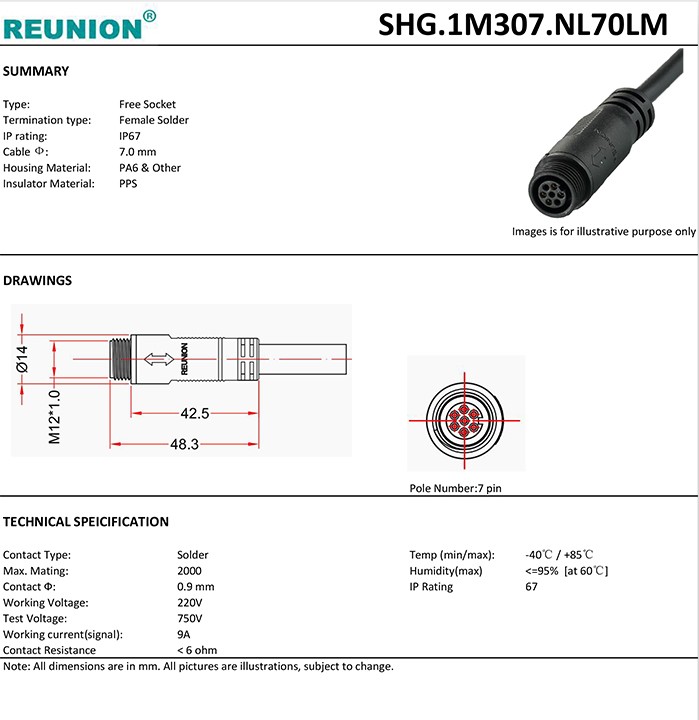IP67 waterproof cable assembly